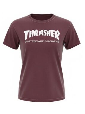 Thrasher Logo Tee - Maroon with White Print